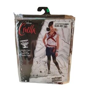 Disney Cruella's Estella Medium 8-10 4pcs multicolor Romper Costume with Tights